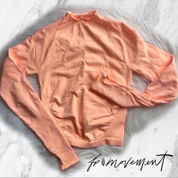 FP Movement by Free People Tops - 8. New! Free People Movement Good Karma Hi-Neck Layer Long Sleeve Top in Peach